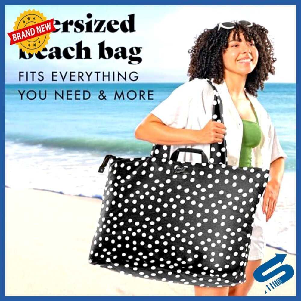 Extra Large Water Resistant Canvas Tote Bag with Pockets for Travel Beach - Picture 2 of 7
